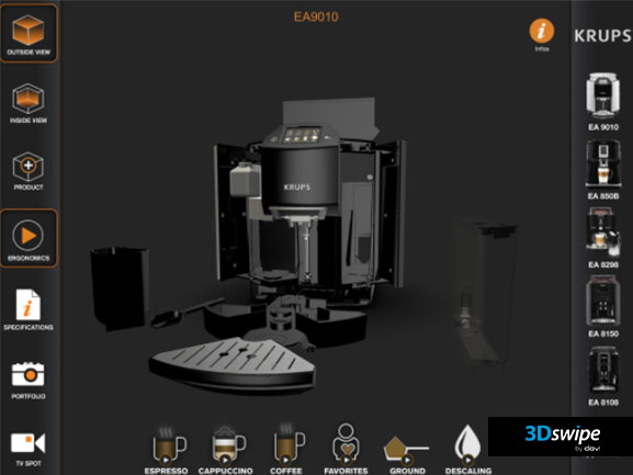 Rendu 3D interactive du démonstrateur Krups Expresso