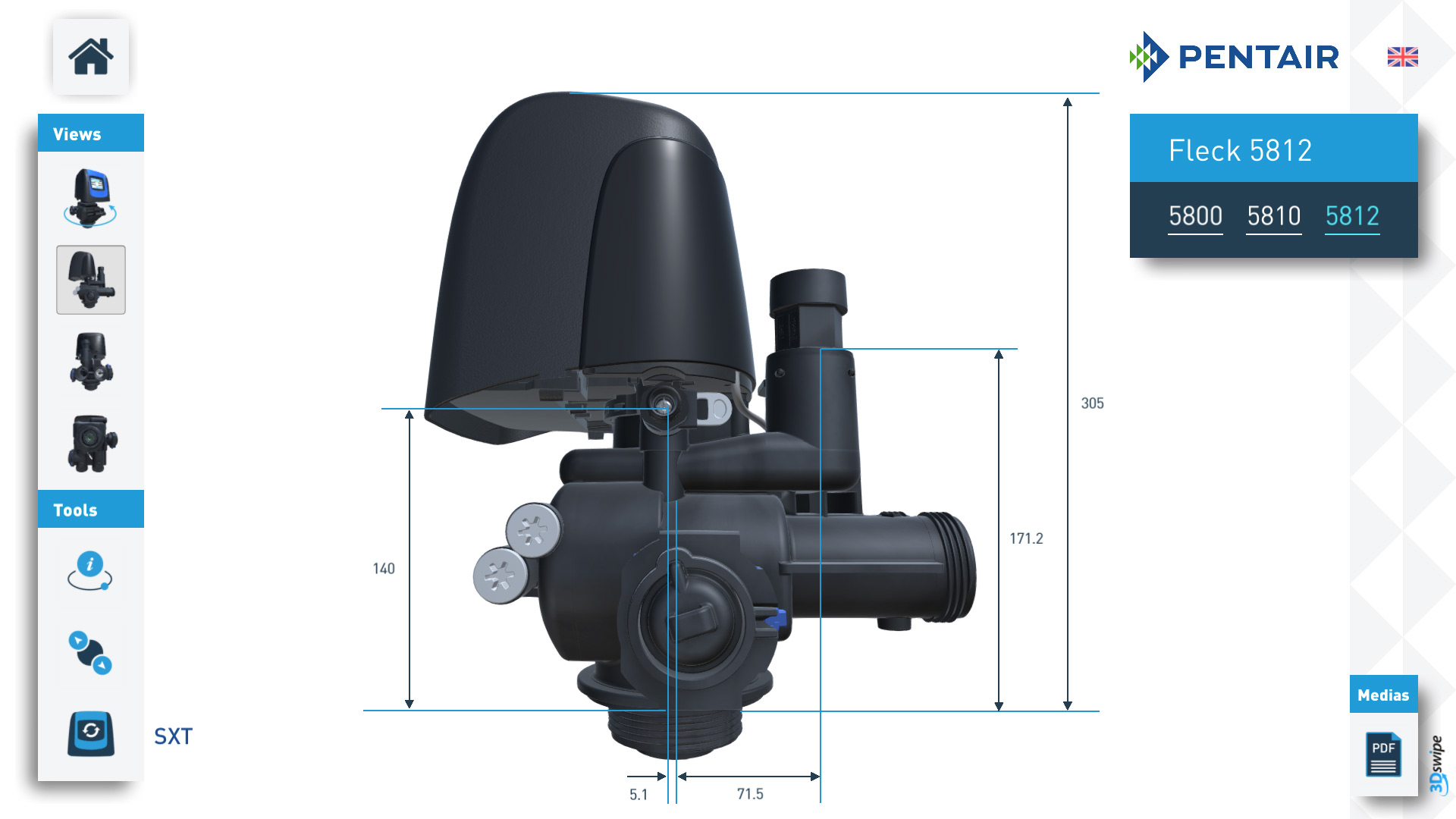 Rendu 3D 3Dswipe pour Pentair