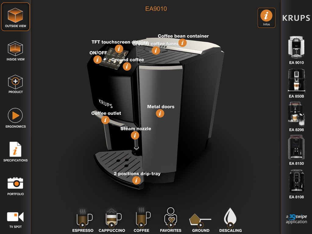 Rendu 3D du démonstrateur Krups Expresso