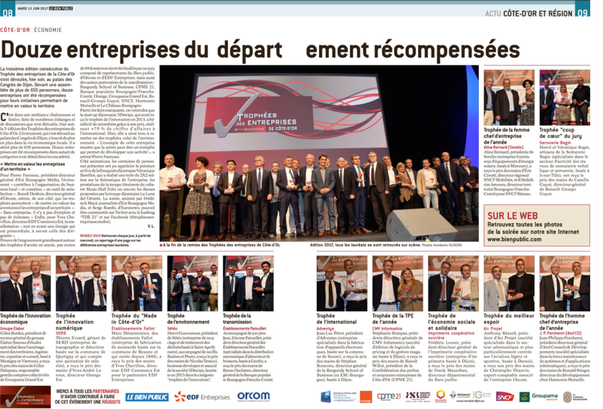 Photo article Trophée des entreprises 2017